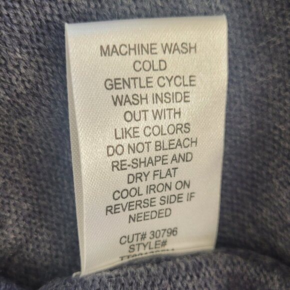 Connected Apparel Women's Charcoal V-Neck Gray Ribbed Knit Sweater Dress Size M - Picture 8 of 8